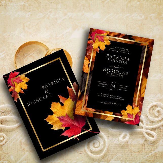 Black Magic Meets Rustic Golden Autumn Wedding Invitation (Creator Uploaded)