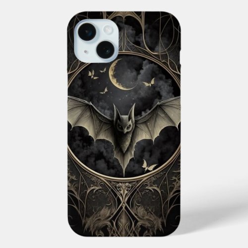 Black Magic Spooky Bat iPhone 15 Plus Case