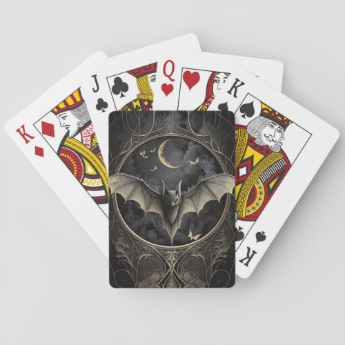 Black Magic Spooky Bat  Playing Cards