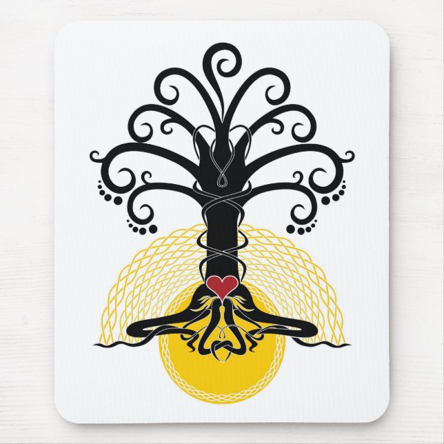Black magic tree with red heart on it mouse pad (Front)