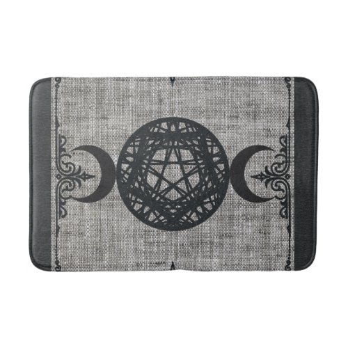 Black Magic Triple Moon Pentagram Vintage Wiccan Bath Mat