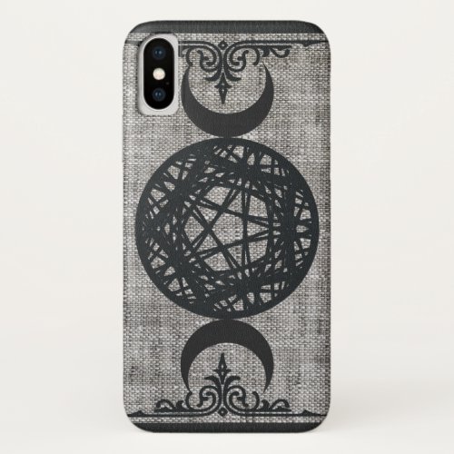 Black Magic Triple Moon Pentagram Vintage Wiccan iPhone X Case
