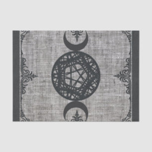 Black Magic Triple Moon Pentagram Vintage Wiccan Tissue Paper