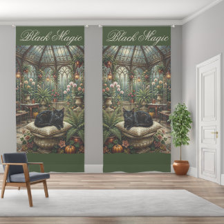 Black Magic Victorian Conservatory Botanicals Cat Sheer Curtains