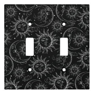 Black Magic Vintage Celestial Sun Moon Stars Light Switch Cover