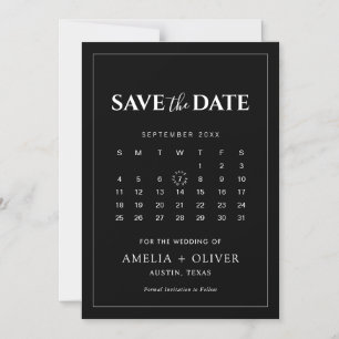 Black Magnet Calendar Minimalist Save the Date