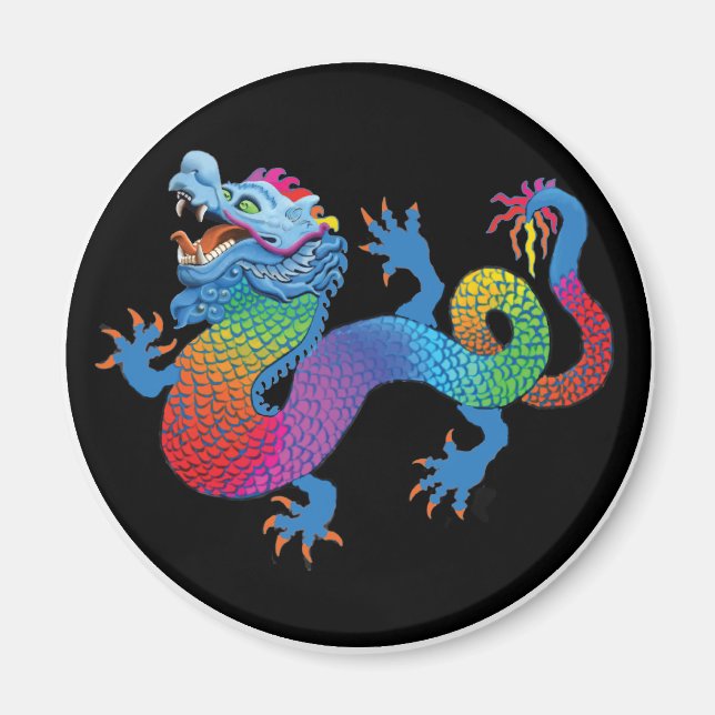 Black Magnet with Colorful Dragon (Front)
