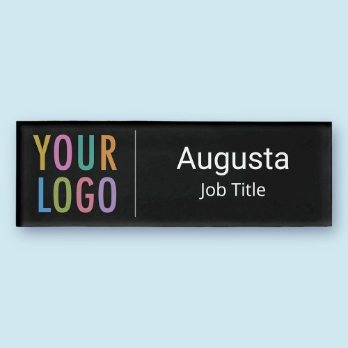 Black Magnetic Name Tag Custom Logo Employee Staff