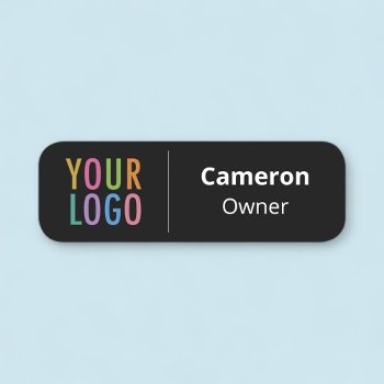 Black Magnetic Name Tag Or Pin Custom Logo Plastic by MISOOK at Zazzle