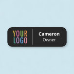 Black Magnetic Nametag or Pin Company Logo Plastic Name Tag<br><div class="desc">Personalize this black magnetic name tag with your company logo, employee name, job title, or other custom text. It's available with a magnetic back fastener (do not use with pacemakers) or with a safety pin back. You can customize the black background color. Customers like that it's lightweight with a strong...</div>