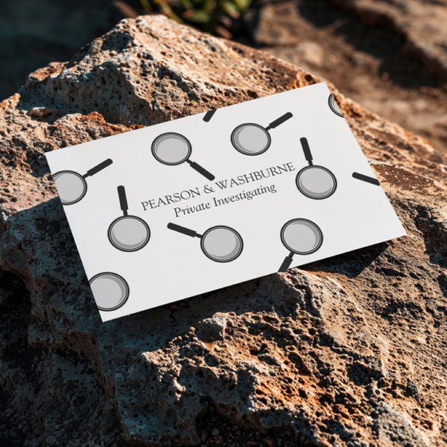 Black Magnifying Glass Pattern Private Detective Business Card (Creator Uploaded)