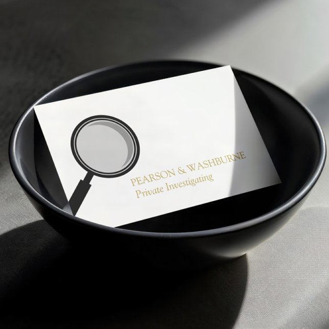 Black Magnifying Glass Private Investigator Business Card (Creator Uploaded)