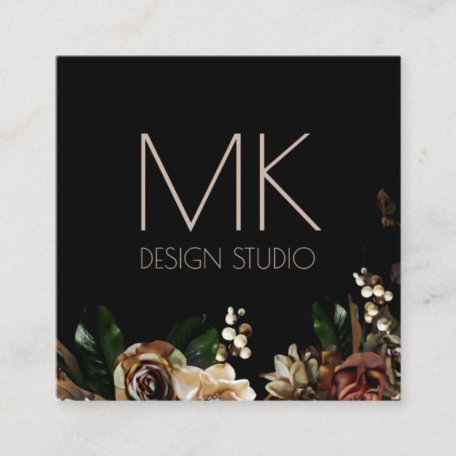 Black Magnolia Square Business Card (Front)