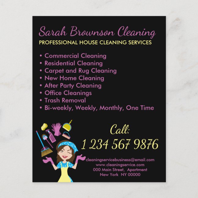 Black Maid House Cleaning Service Flyer