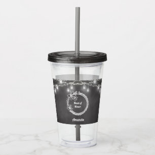 Black Maid of Honor Wedding Mason Jar Acrylic Tumbler