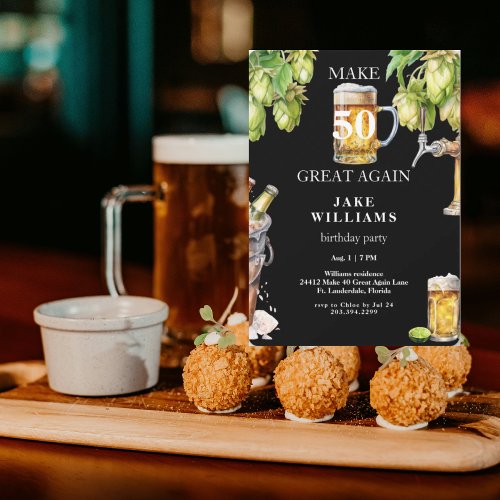 Black Make 50 Great Again Beer Birthday Party