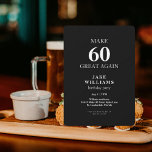 Black Make 60 Great Again Birthday Party Invitation<br><div class="desc">60th Birthday Party Invitation.  Funny.  Make 60 Great Again.  Black.</div>