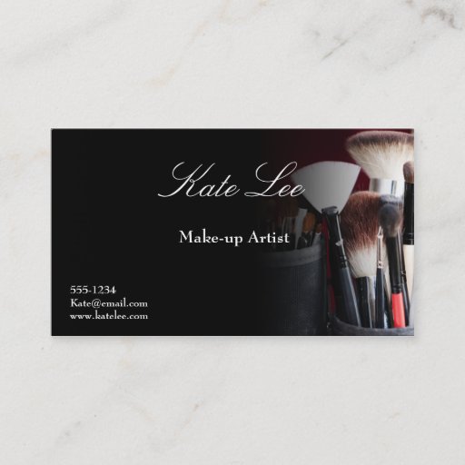 Customizable Black Make-up brush cosmetology business cards