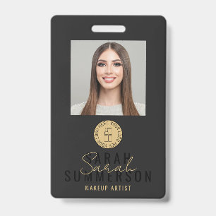Black Makeup Artist Beauty Salon Employee ID Badge