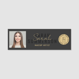 Black Makeup Artist Beauty Salon Employee ID Name Tag