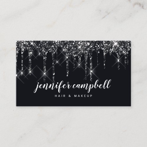 Black makeup artist hair stylist glitter drips business card