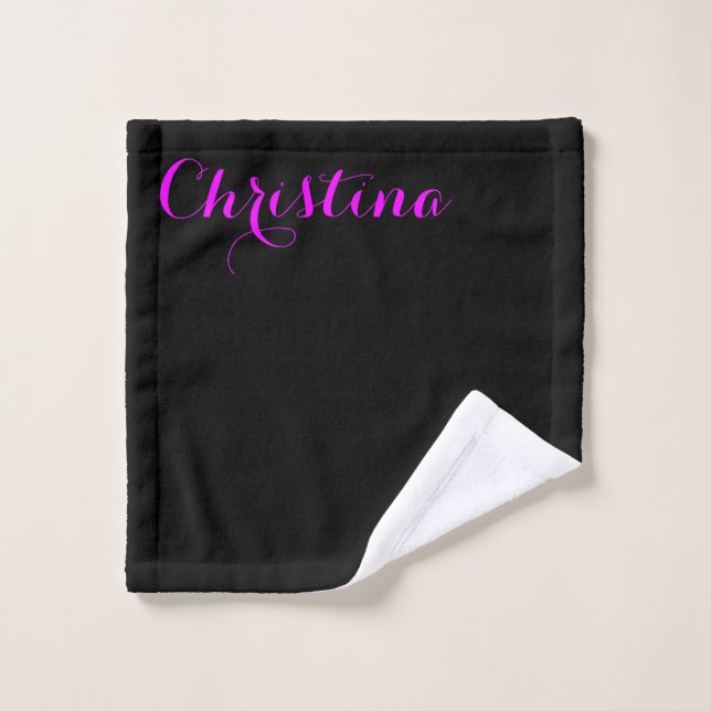 Black Makeup Washcloth Personalized With Your Name (Wash Cloth)