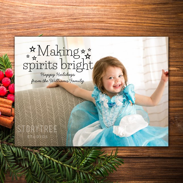 Black Making Spirits Bright Holiday Photo Card (Black Making Spirits Bright Holiday Photo Card)