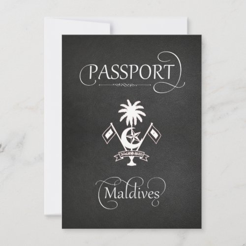 Black Maldives Passport Save the Date Card