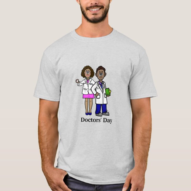 Black Male and Female Doctors T-Shirt (Front)
