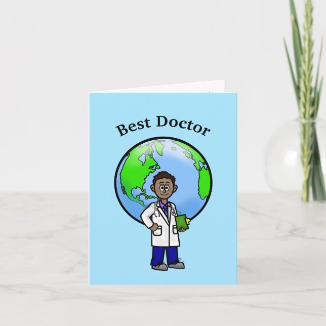 Black Male Doctor Greeting Card                    (Front)