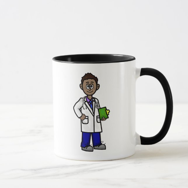 Black Male Doctor Holding Clip Board Mug (Right)