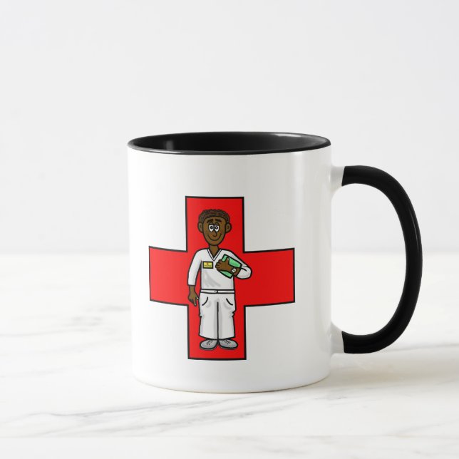 Black Male Nurse Mug  Personalize Name (Right)
