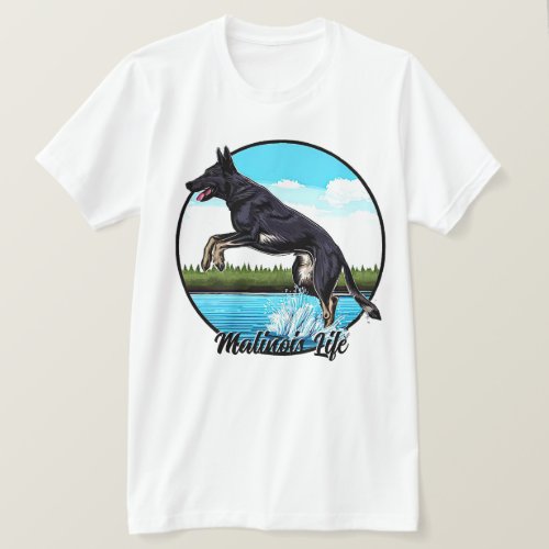 Black Malinois in Water T_Shirt