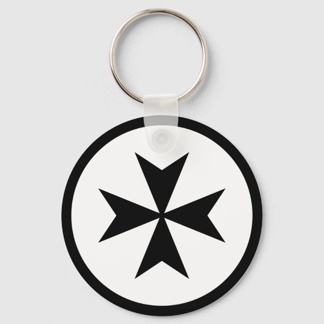 Black Maltese Cross Keychain (Front)