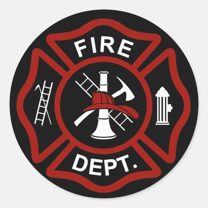 Black Maltese Cross on Black Background Classic Round Sticker