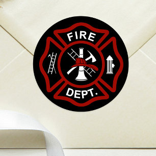 Black Maltese Cross on Black Background Classic Round Sticker