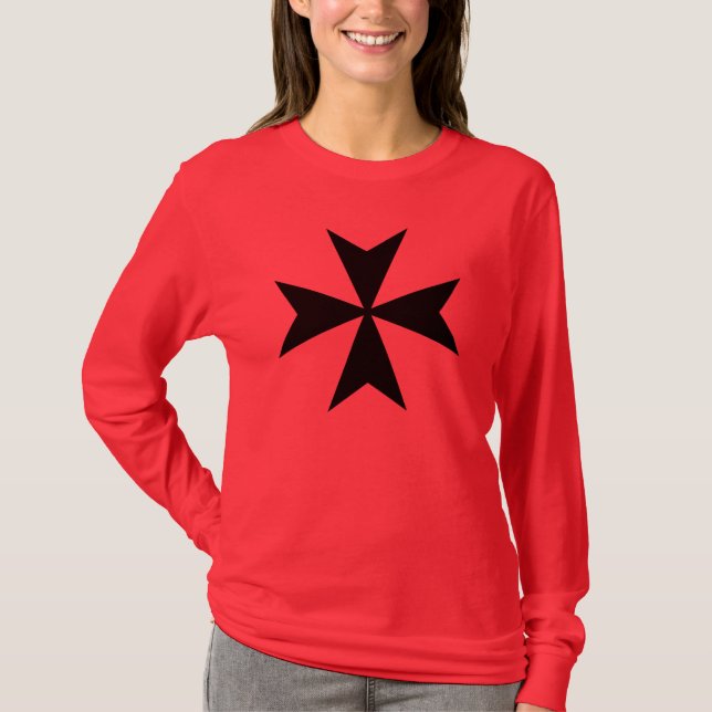 Black Maltese Cross T-Shirt (Front)