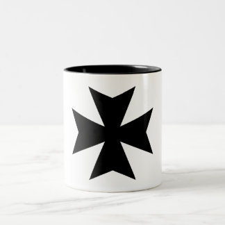 Black Maltese Cross Two-Tone Coffee Mug