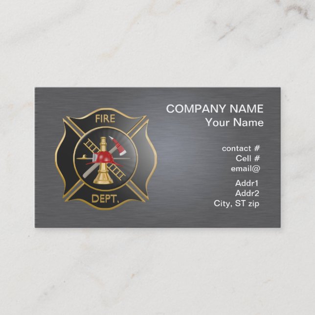 Black maltese  firefighting cross business card (Front)