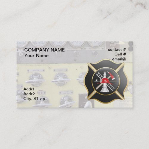 Black maltese  firefighting cross business card template