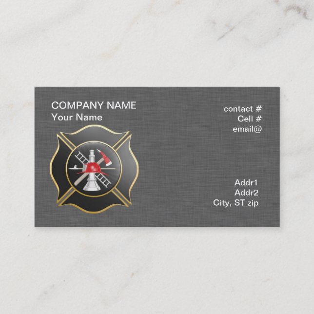 Black maltese  firefighting cross business card (Front)
