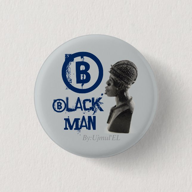 Black Man blue/grey button (Front)