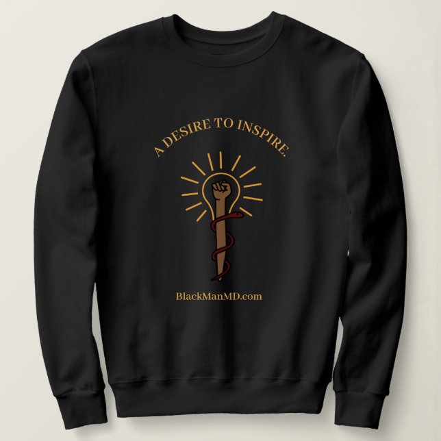 Black Man, M.D. Unisex Black Sweatshirt (Design Front)