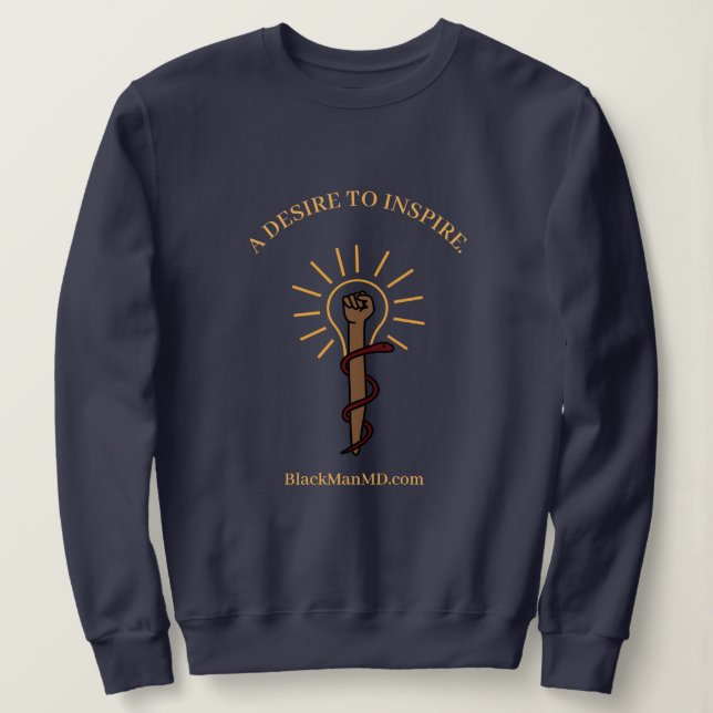 Black Man, M.D. Unisex Navy Sweatshirt (Design Front)