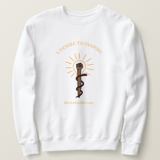 Black Man, M.D. Unisex White Sweatshirt (Design Front)