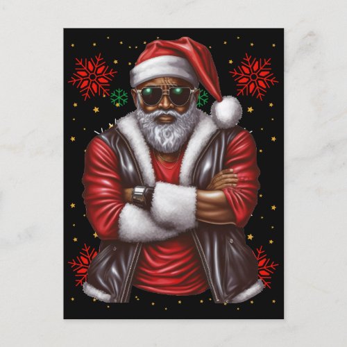 Black Man Melanin Christmas Santa Claus Ugly Xmas Holiday Postcard