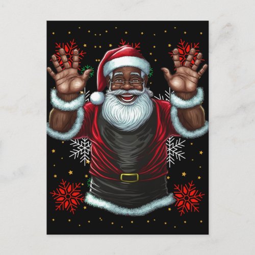 Black Man Melanin Christmas Santa Claus Ugly Xmas Holiday Postcard