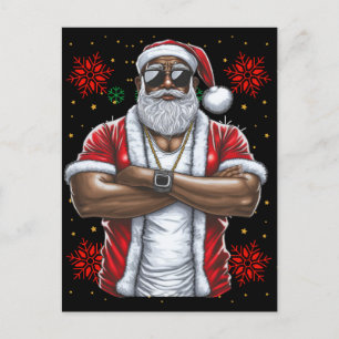 Black Man Melanin Christmas Santa Claus Ugly Xmas Postcard