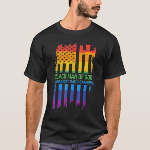 Black Man Of God Dad Husband Lgbt Gay Pride Priest T_Shirt