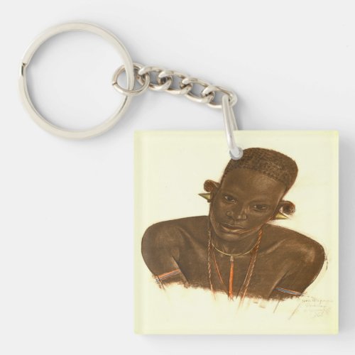 Black man portrait art keychain